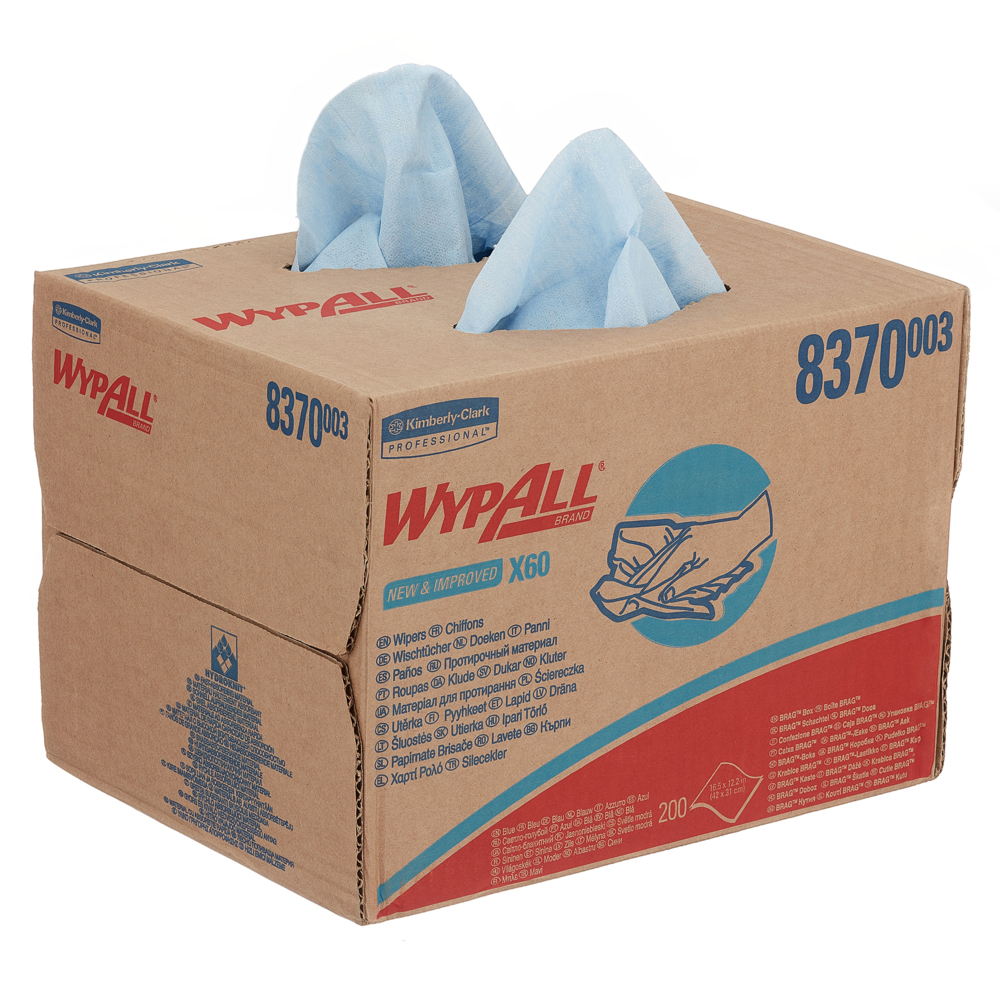 WYPALL® X60 - 8370 CHIFFONS DE NETTOYAGE BRAG&trade; BOX 200F