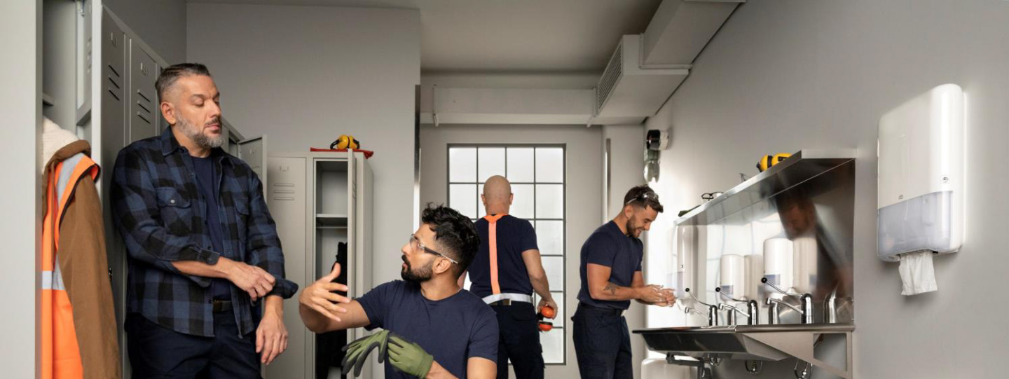 hommes-vestiaires-sanitaires-distributeurs-tork-lavage-mains